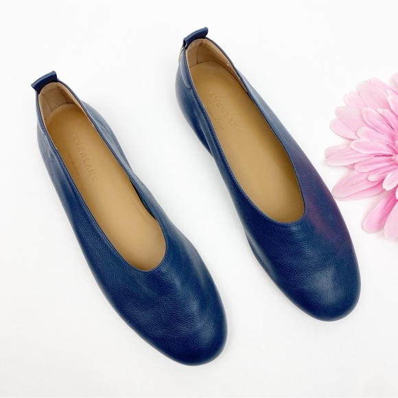 Everlane The Day Glove Leather Flats Shoes Navy Blue - Picture 4 of 11